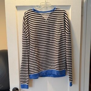 We The Free Blue Trim Striped Sweater